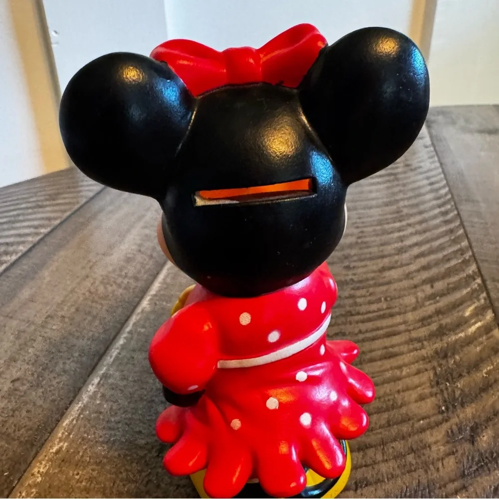 Vintage Walt Disney Minnie Mouse‎ with Flower Plastic Coin Bank 5.5